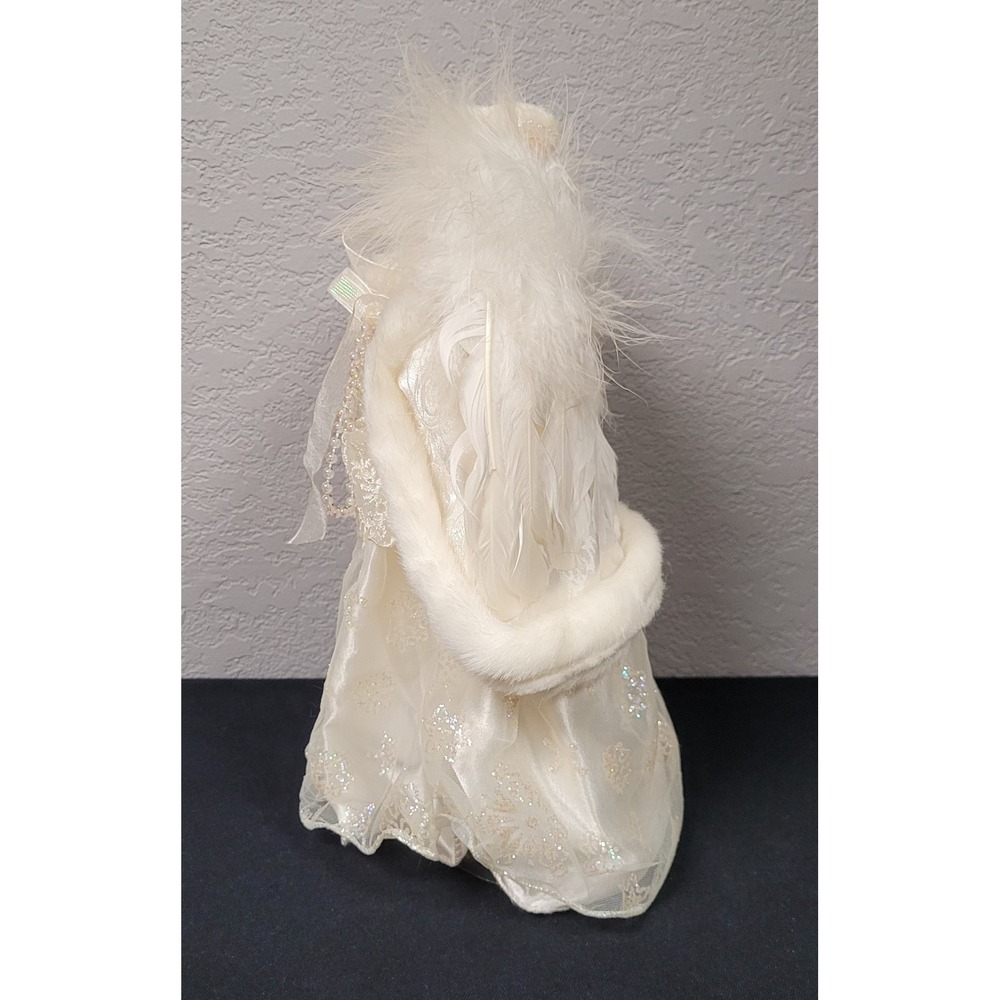 Angel Christmas Tree Topper Cream Glittery Snowflakes 11 inch Tall - Picture 5 of 10